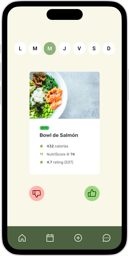 iPhone app
            meal approving plan screen
